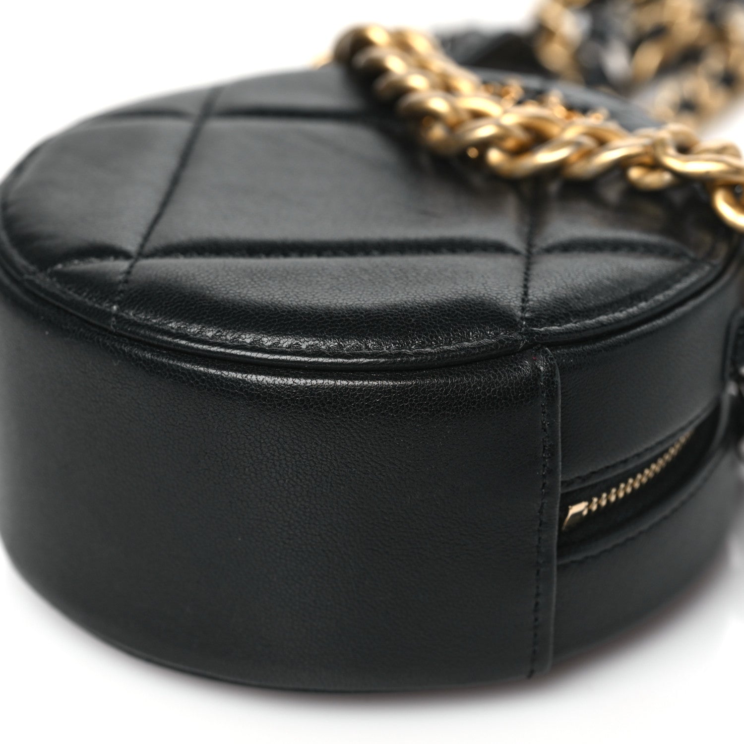 Chanel Lambskin Quilted Chanel 19 Round Clutch With Chain Black 9 of 9