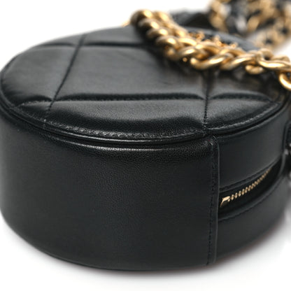 Chanel Lambskin Quilted Chanel 19 Round Clutch With Chain Black 9 of 9