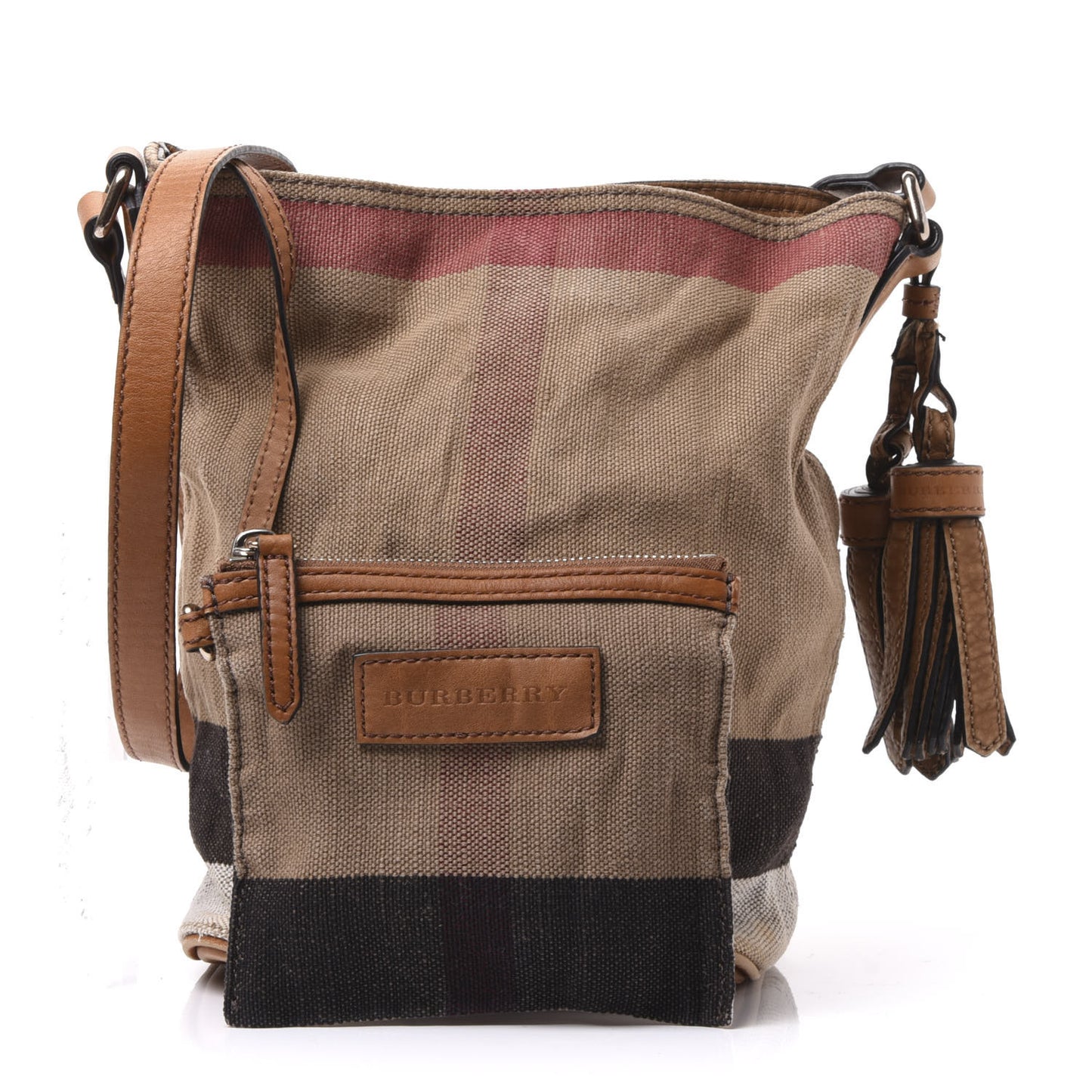 Canvas Mega Check Mini Ashby Tassel Crossbody Saddle Brown