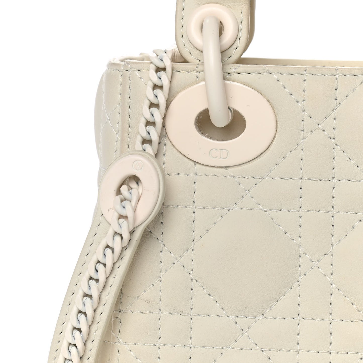 Ultra Matte Calfskin Cannage Mini Lady Dior White