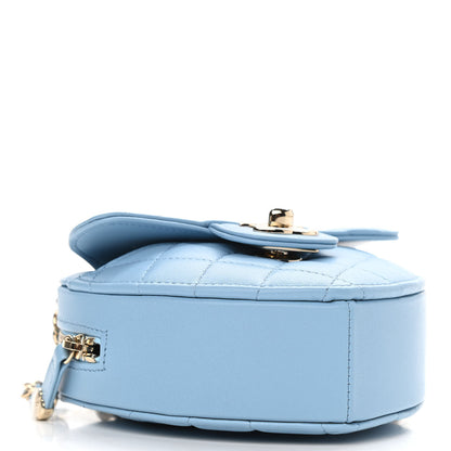 Chanel Lambskin Quilted CC In Love Heart Clutch With Chain Light Blue 4 of 11