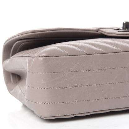 Chanel Iridescent Calfskin Chevron Quilted Medium Double Flap Grey 8 of 11