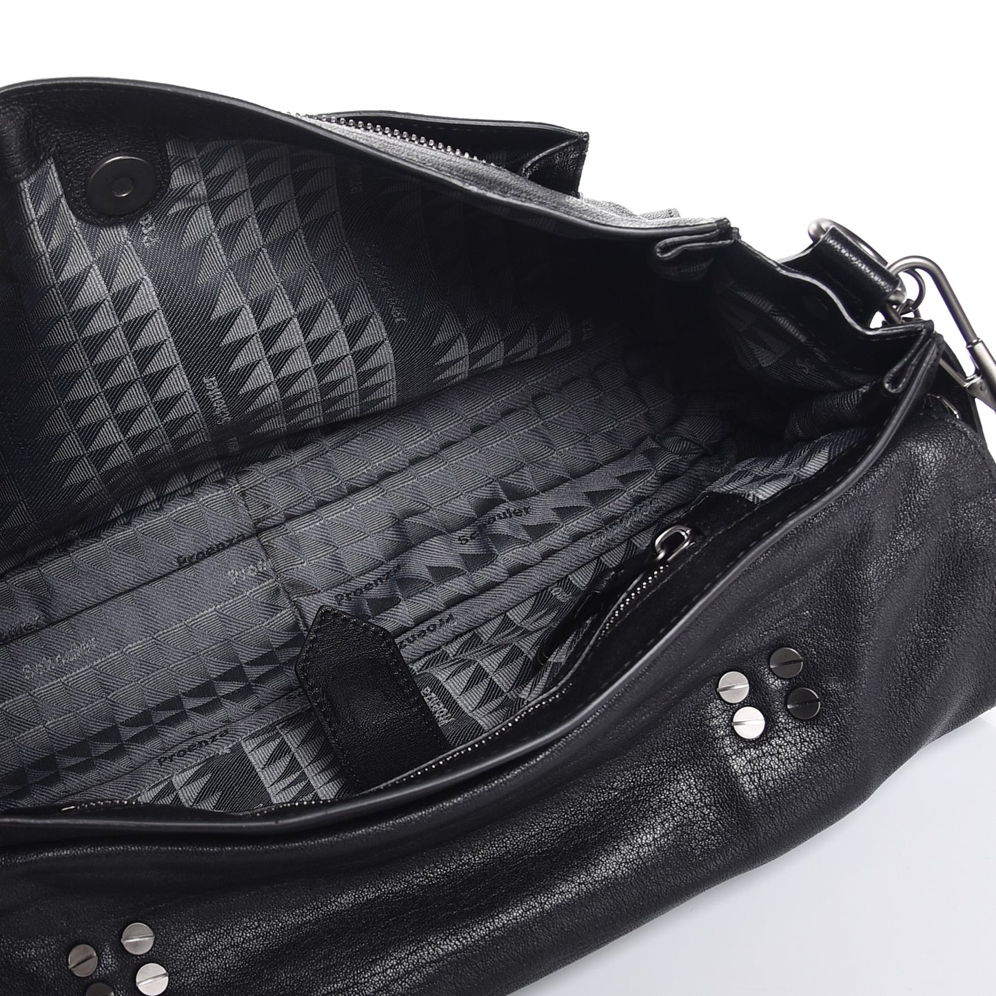 Lambskin Fringe Medium PS1 Satchel Black