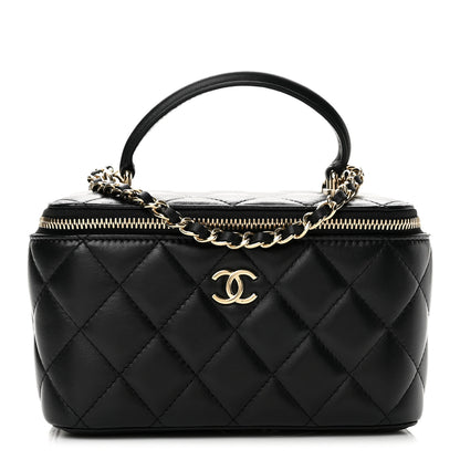 Chanel Lambskin Quilted Small Top Handle Vanity Case With Chain Black 1 of 11