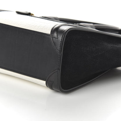 Celine Bullhide Calfskin Nubuck Bi-Color Nano Luggage Black White 7 of 9