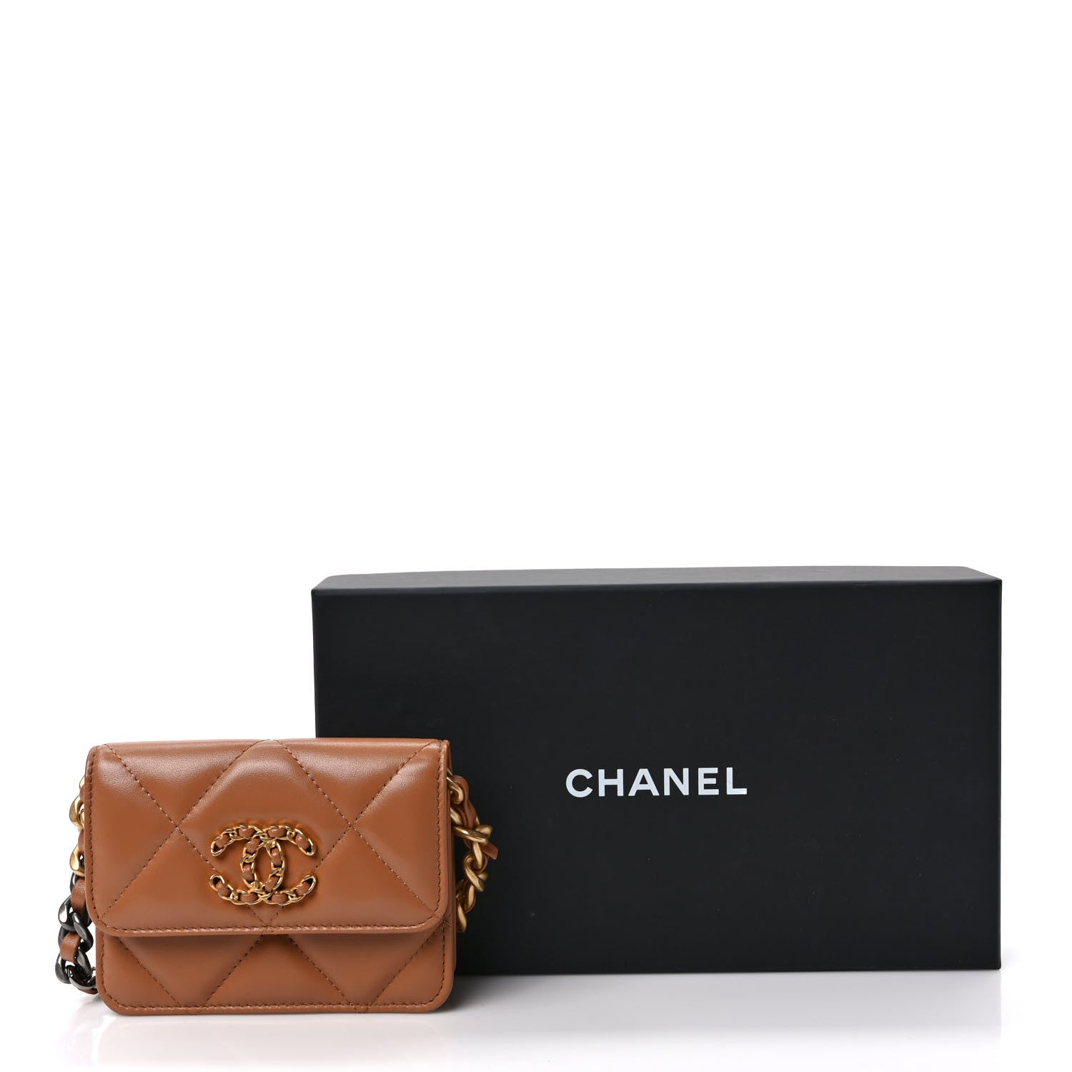 Chanel Lambskin Quilted Chanel 19 Flap Belt Bag Brown 11 of 11