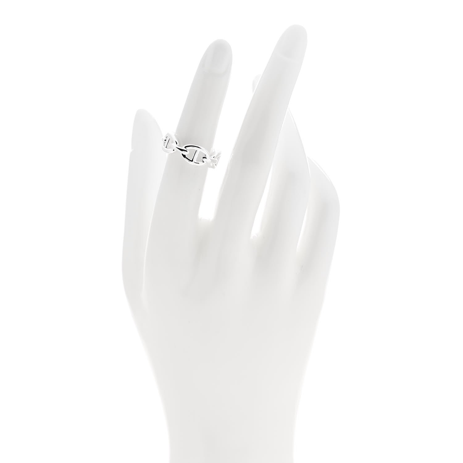 Hermes Sterling Silver PM Chaine d'Ancre Enchainee Band Ring 50 5.25 2 of 9