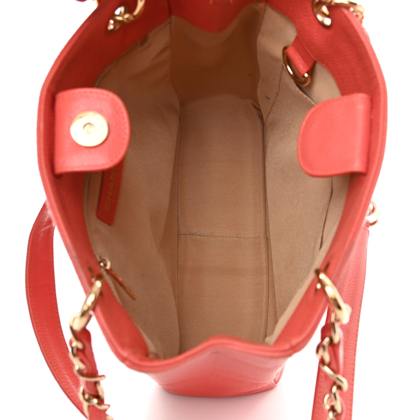 Caviar Quilted Petit Shopping Tote PST Orange