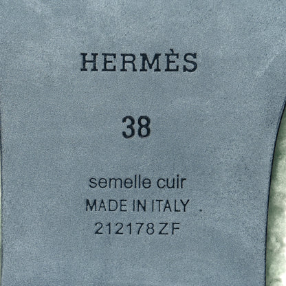 Hermes Woolskin Oran Sandals 38 Vert D’Eau 7 of 7