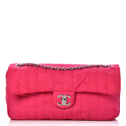 Chanel Nylon Vertical Quilted Jumbo Flap Pink 1 of 9