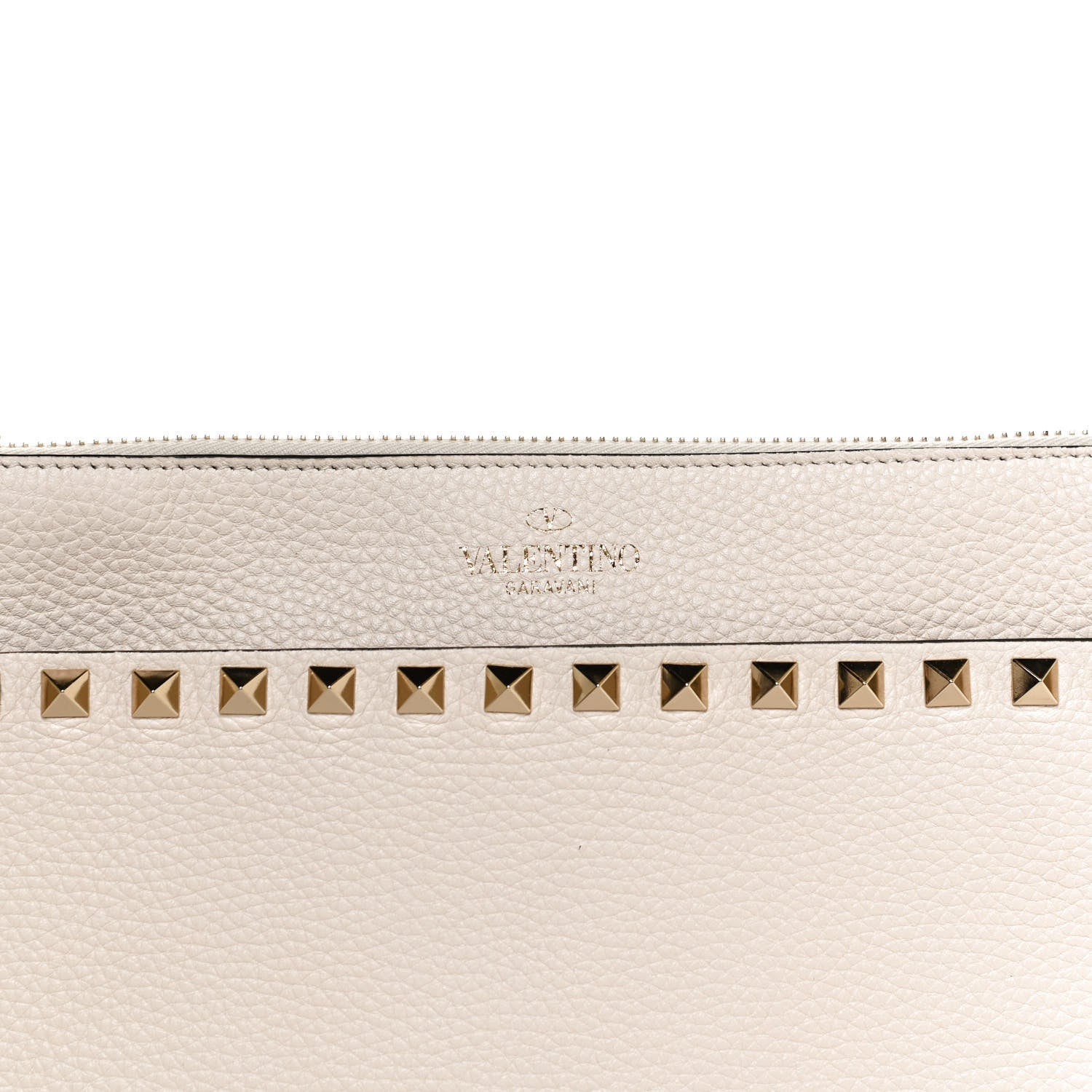 Valentino Garavani Pebbled Calfskin Rockstud Wristlet Clutch White 7 of 11