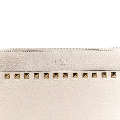 Valentino Garavani Pebbled Calfskin Rockstud Wristlet Clutch White 7 of 11