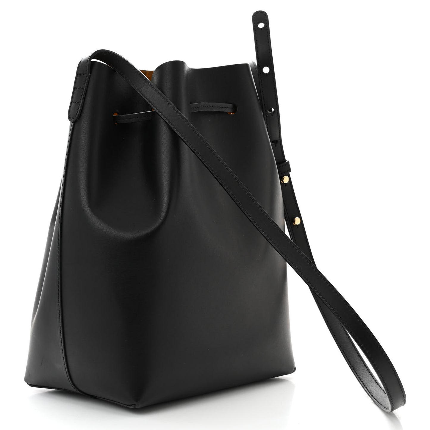 Vegetable Tanned Calfskin Bucket Bag Black Oro