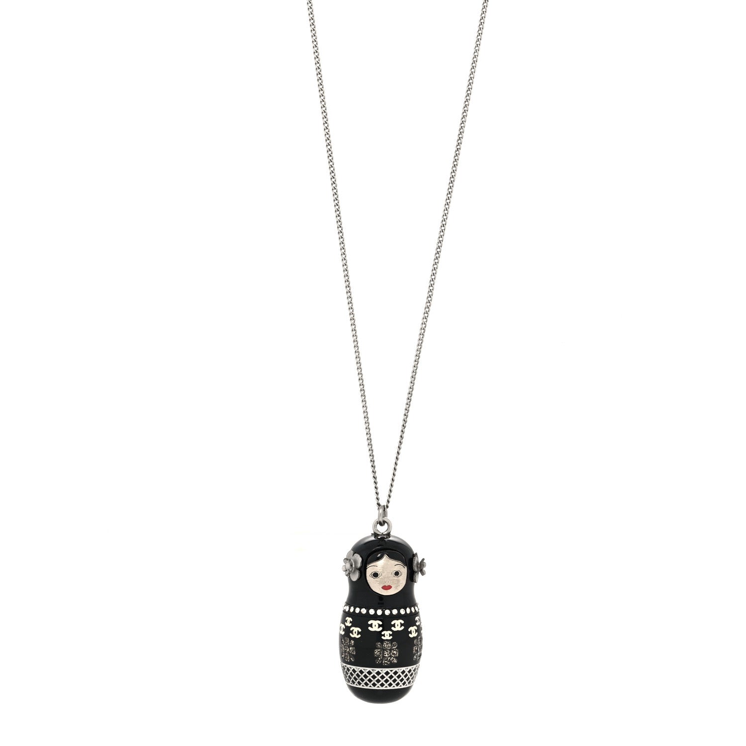 Chanel Resin Matryoshka Russian Doll Necklace Black 1 of 5