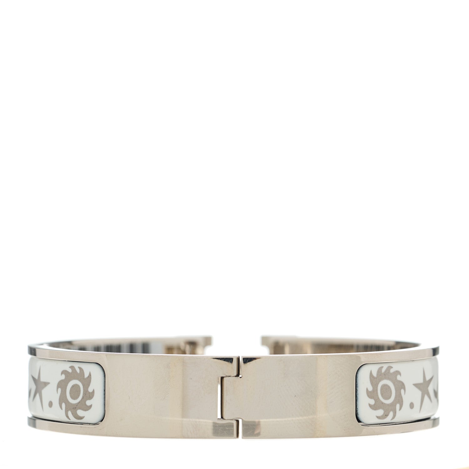 Hermes Enamel Printed D'Orphee Narrow Clic Clac H Bracelet PM Platine White 2 of 4