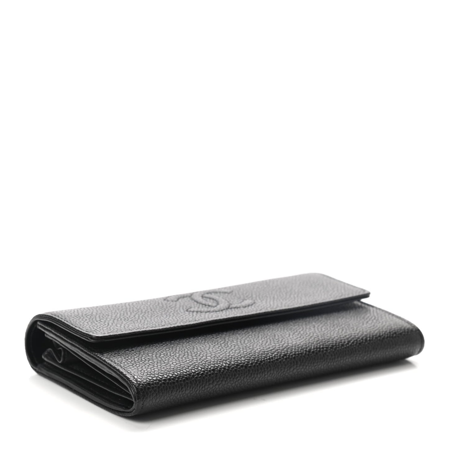 Caviar Timeless CC Large Gusset Flap Wallet Black