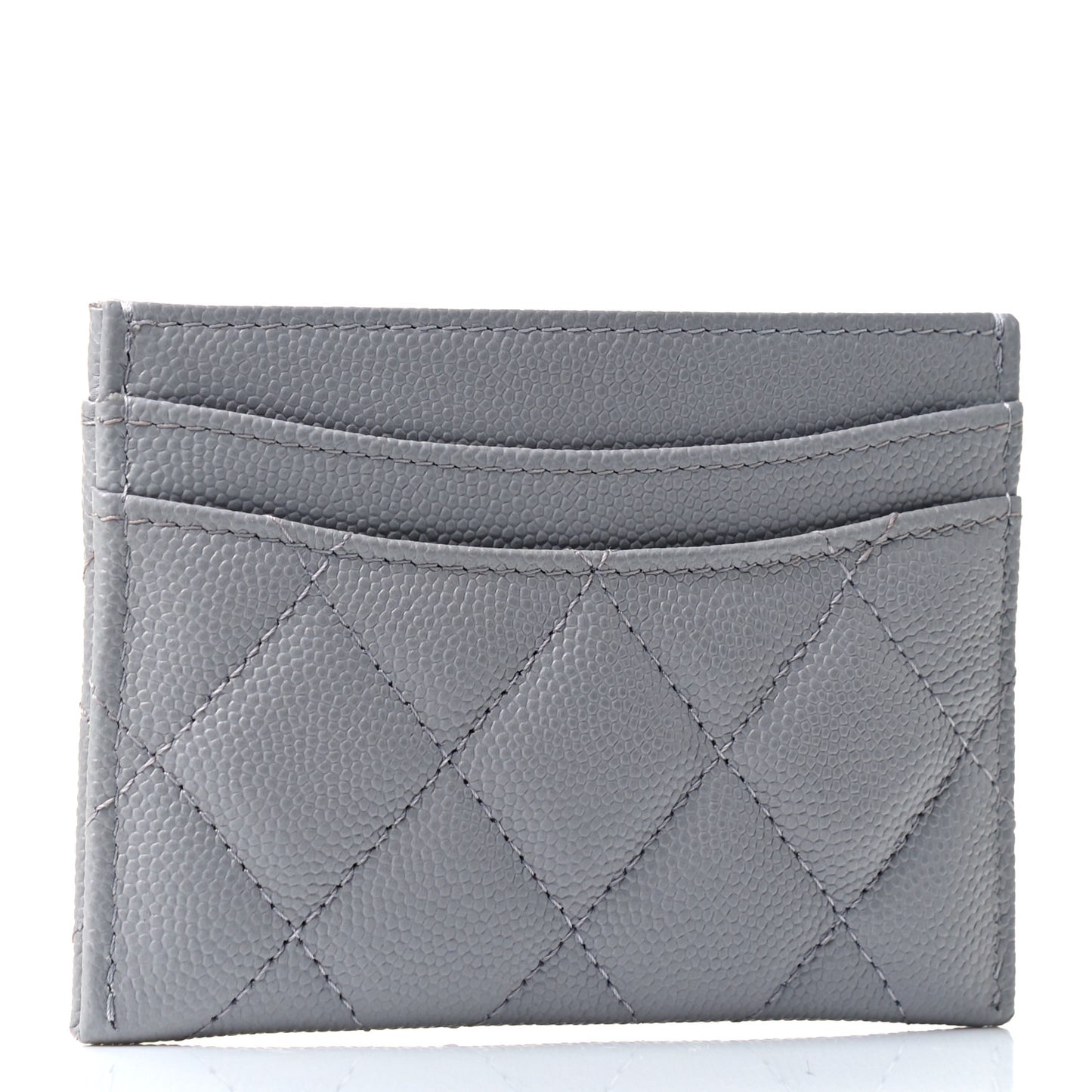 Caviar Quilted Card Holder Grey