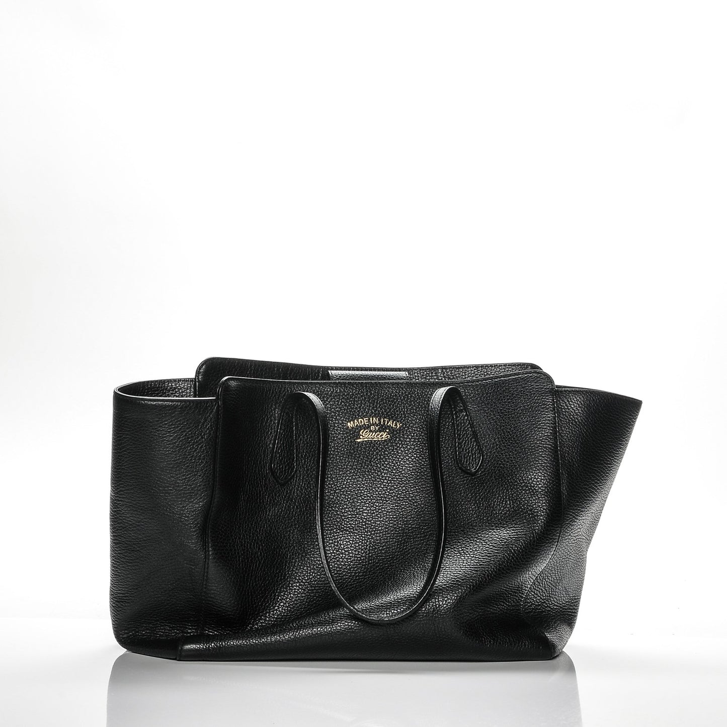 Pebbled Calfskin Medium Swing Tote Black