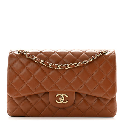 Chanel Caviar Quilted Jumbo Double Flap Light Brown 1 of 10