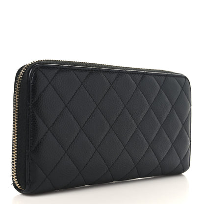 Chanel Caviar Quilted Large Gusset Zip Around Wallet Black 3 of 11
