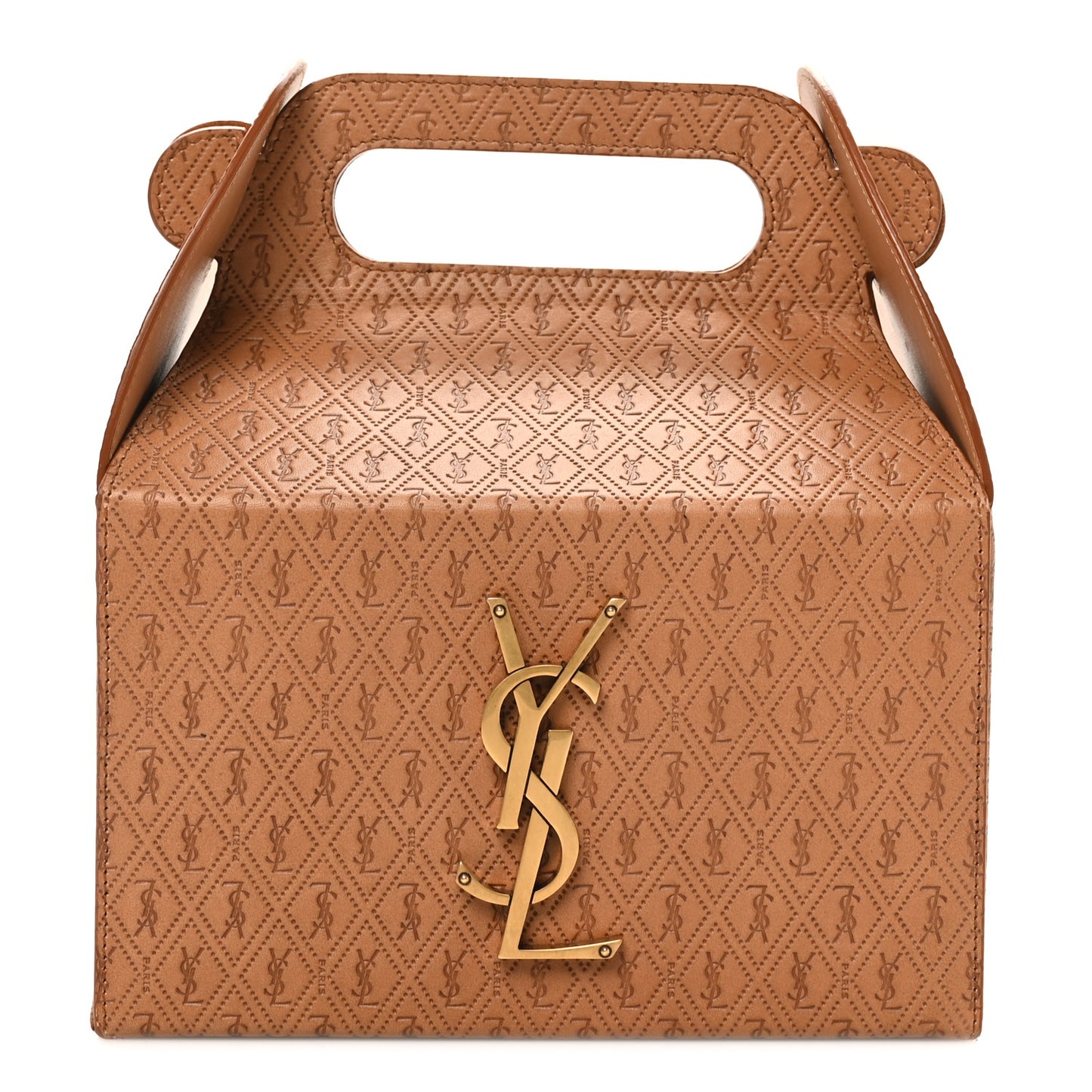 Calfskin Monogram Take Away Box Dusty Vintage Brown Gold