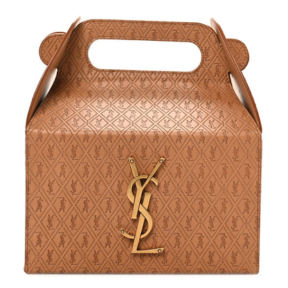 Saint Laurent Calfskin Monogram Take Away Box Dusty Vintage Brown Gold 7 of 9