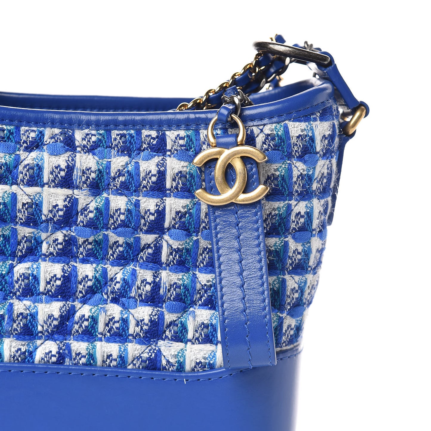 Tweed Calfskin Small Gabrielle Hobo Royal Blue