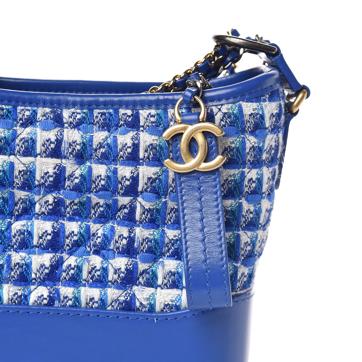 Chanel Tweed Calfskin Small Gabrielle Hobo Royal Blue 10 of 10