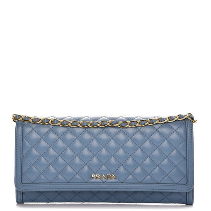 Prada Soft Calf Quilted Chain Wallet Astrale 1 of 8