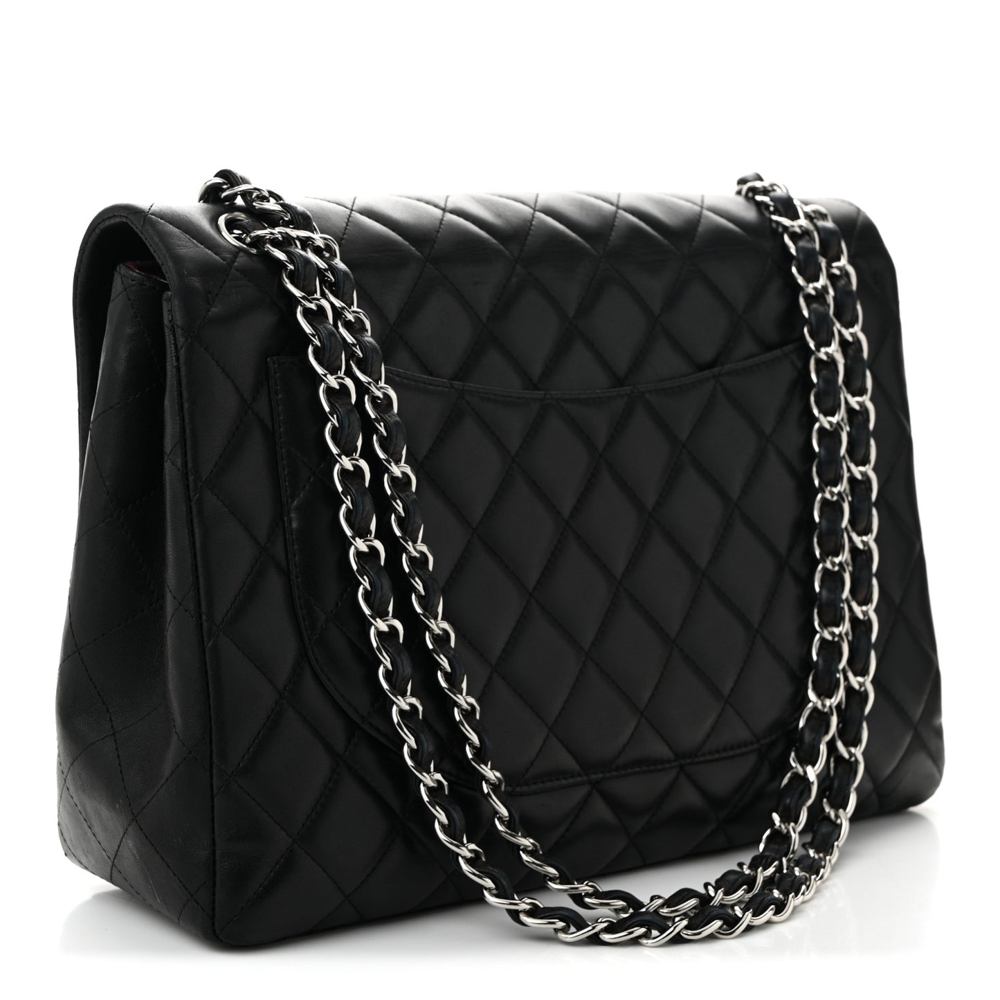 Lambskin Quilted Maxi Single Flap Black