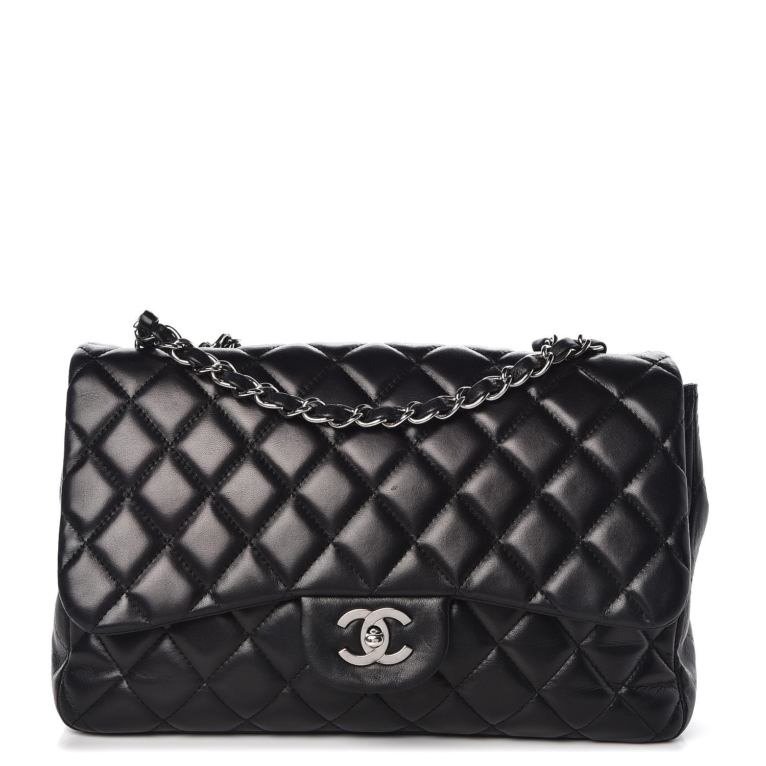 Chanel Lambskin Quilted Jumbo Single Flap Black 1 of 11