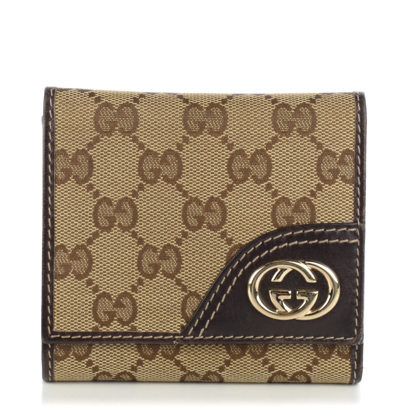 Monogram Britt Tri Fold Wallet Dark Brown