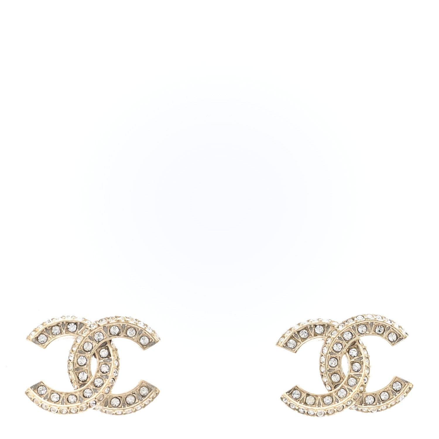 Chanel Crystal Timeless CC Earrings Light Gold 1 of 5