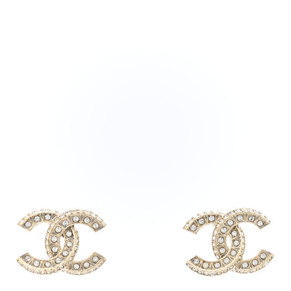 Chanel Crystal Timeless CC Earrings Light Gold 1 of 5
