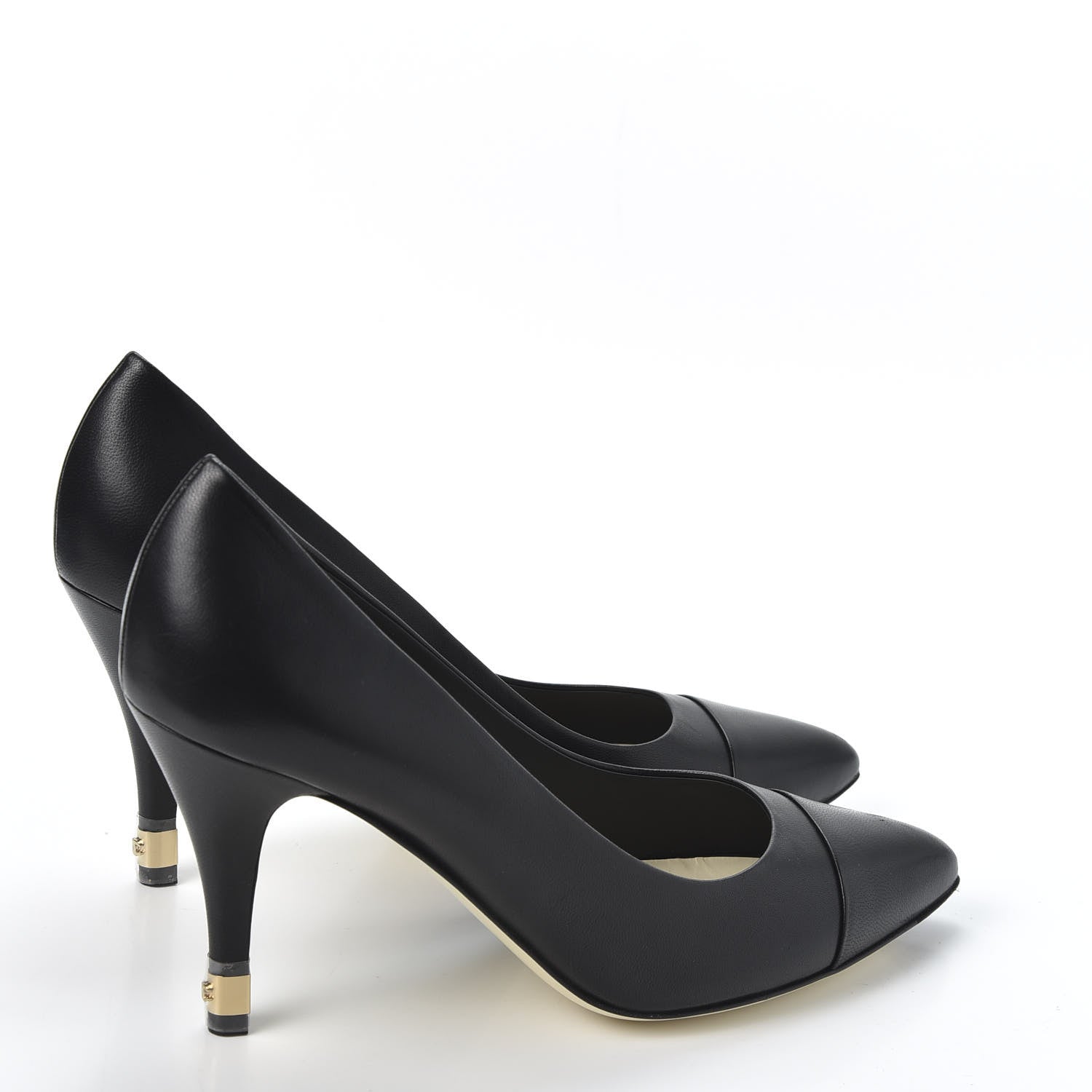 Chanel Lambskin Cap Toe CC Pumps 42 Black 4 of 10