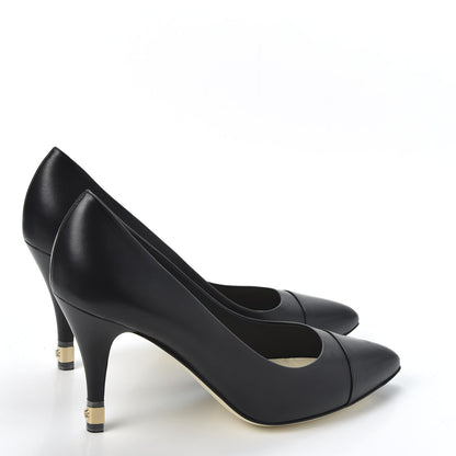Chanel Lambskin Cap Toe CC Pumps 42 Black 4 of 10
