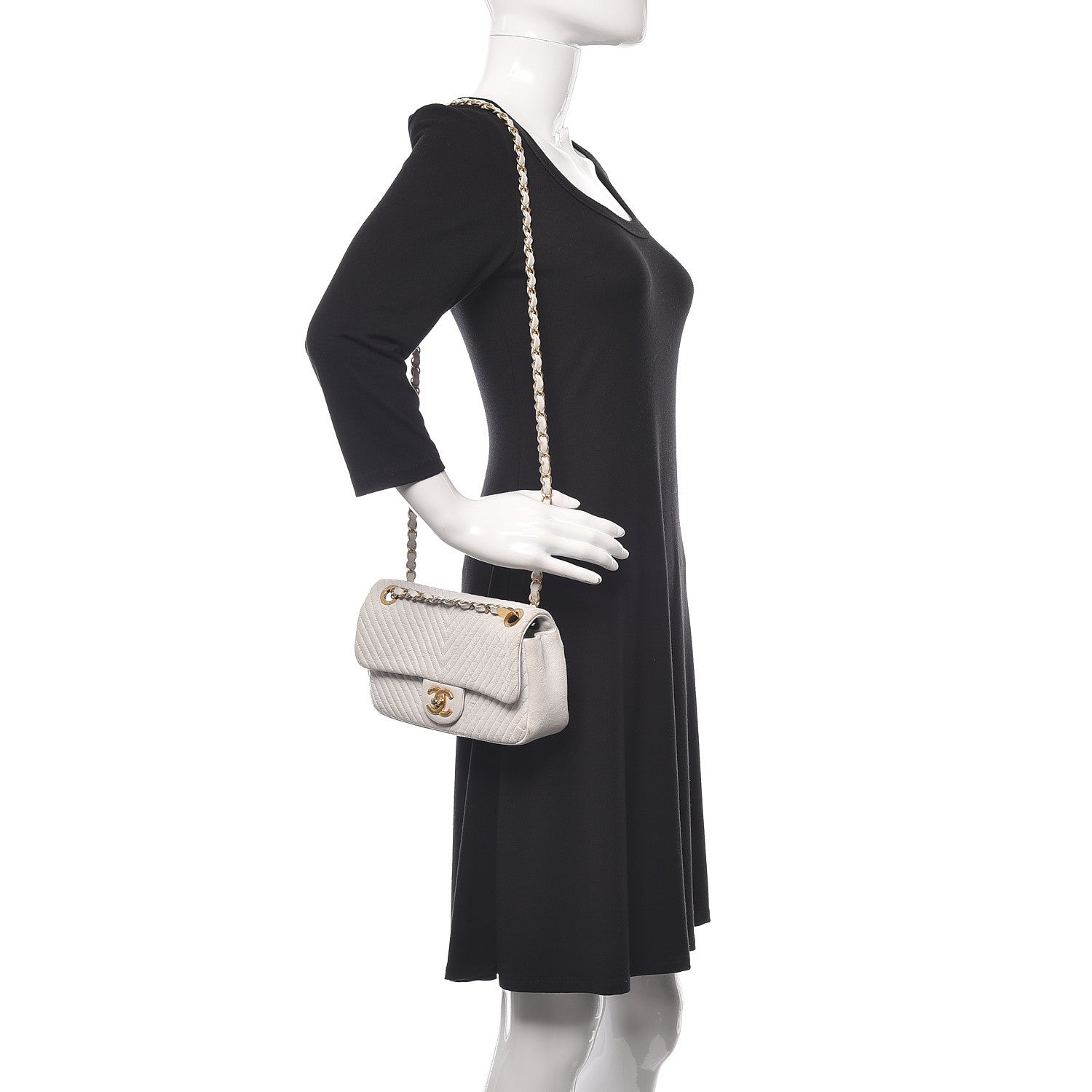 Chanel Calfskin Surpique Chevron Small Flap White 2 of 14