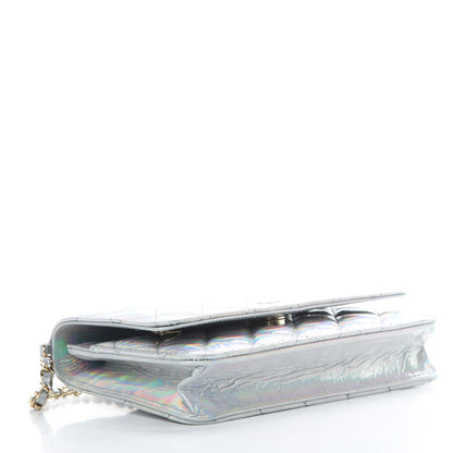 Chanel Iridescent Goatskin Quilted Wallet On Chain WOC Silver 4 of 12