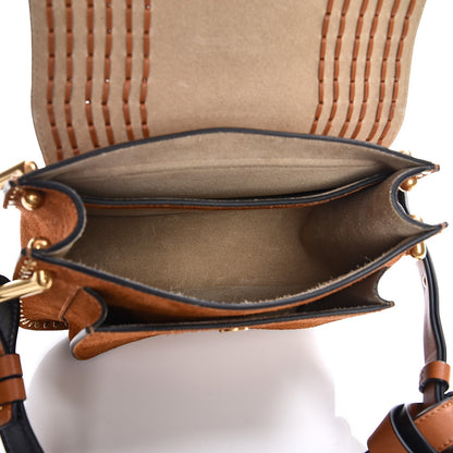 Chloe Suede Calfskin Braided Small Hudson Shoulder Bag Caramel 5 of 8