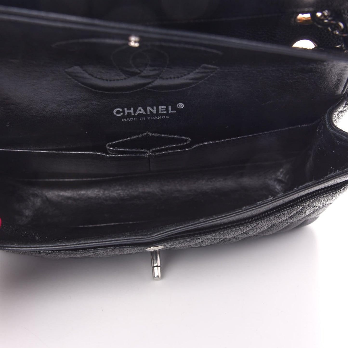 Caviar Quilted Medium Double Flap Black