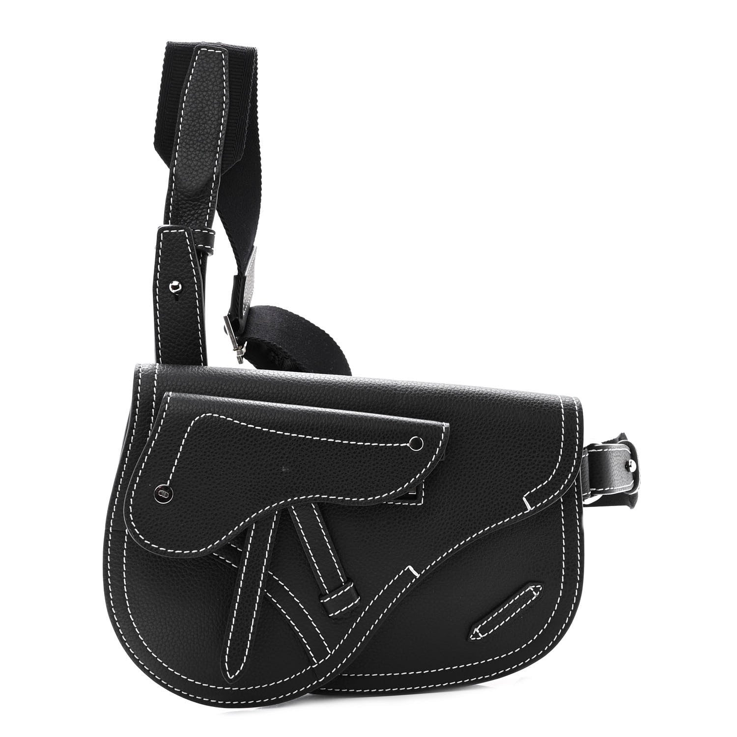 Christian Dior X KAWS Grained Calfskin Saddle Pouch Black 1 of 9