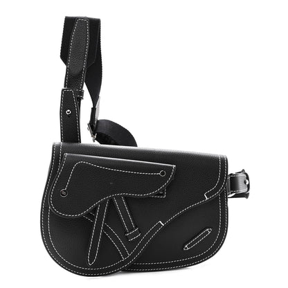 Christian Dior X KAWS Grained Calfskin Saddle Pouch Black 1 of 9