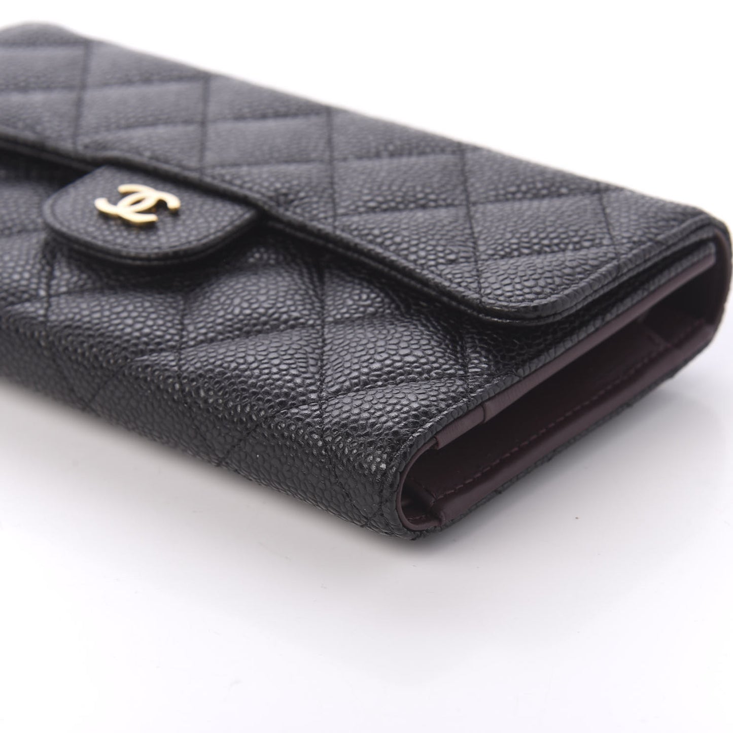 Caviar Quilted Large Flap Wallet Black