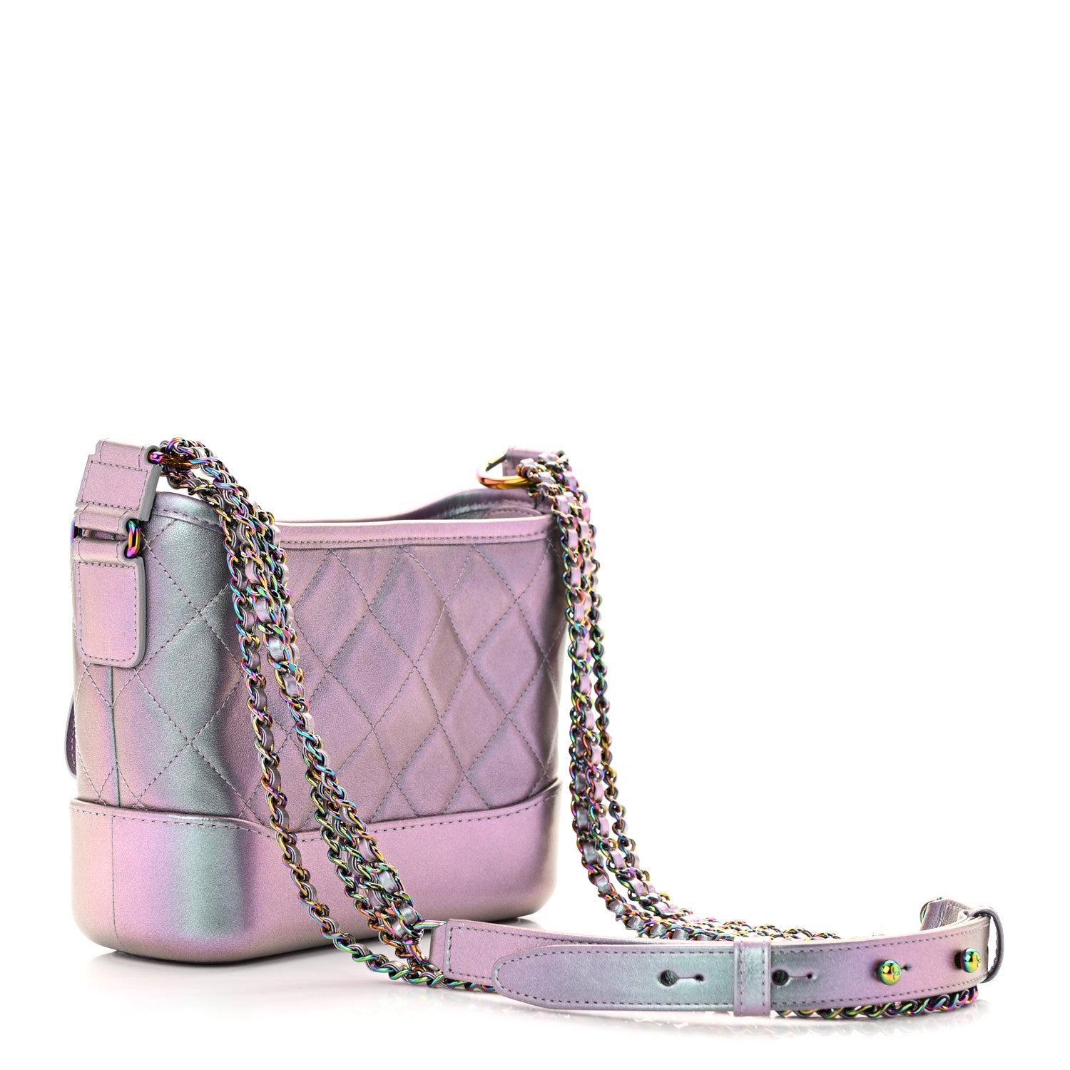 Chanel Iridescent Lambskin Calfskin Quilted Small Gabrielle Hobo Light Purple 3 of 10