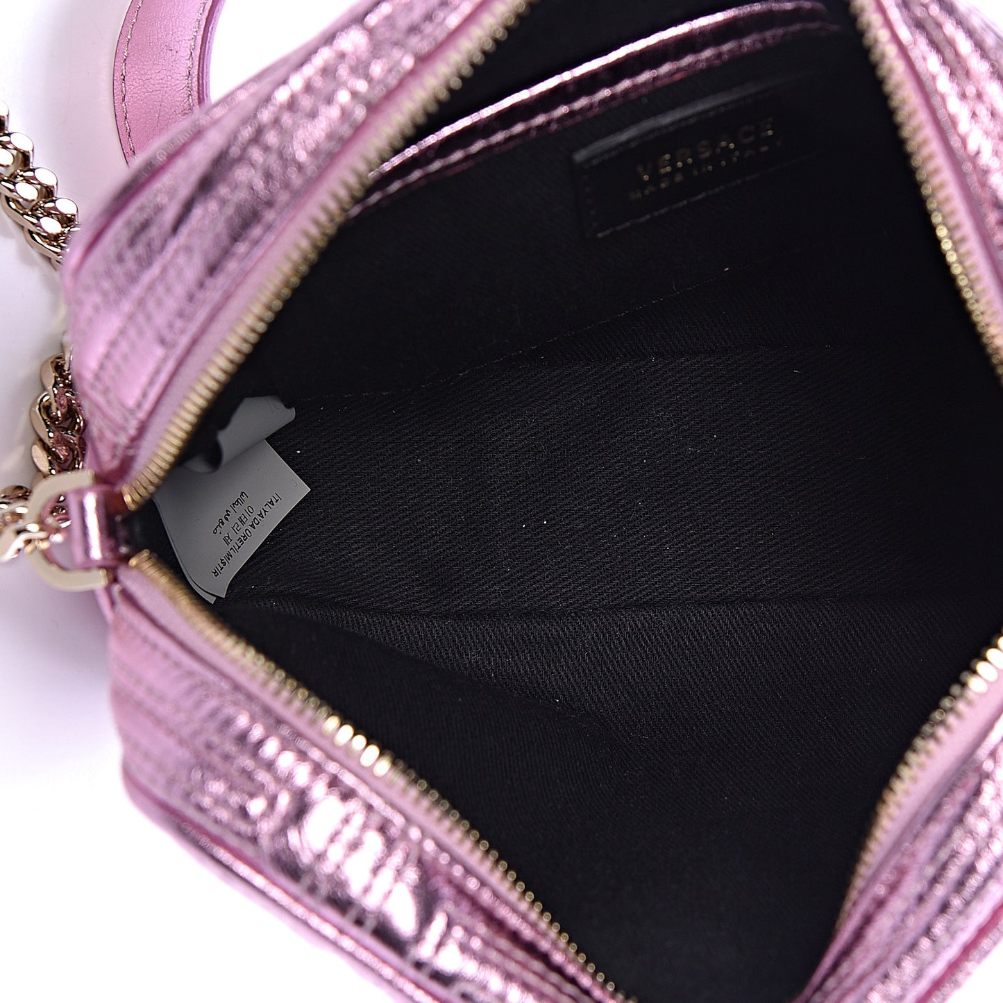 Metallic Nappa Quilted Icon Camera Bag Rosa