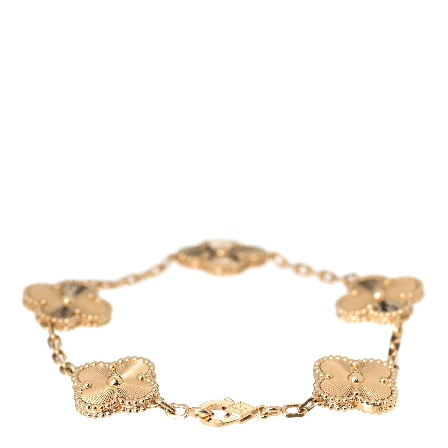 Van Cleef & Arpels 18K Yellow Gold 5 Motifs Guilloche Vintage Alhambra Bracelet 3 of 7