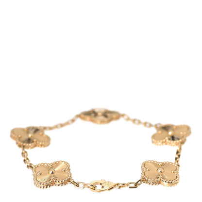 Van Cleef & Arpels 18K Yellow Gold 5 Motifs Guilloche Vintage Alhambra Bracelet 3 of 7