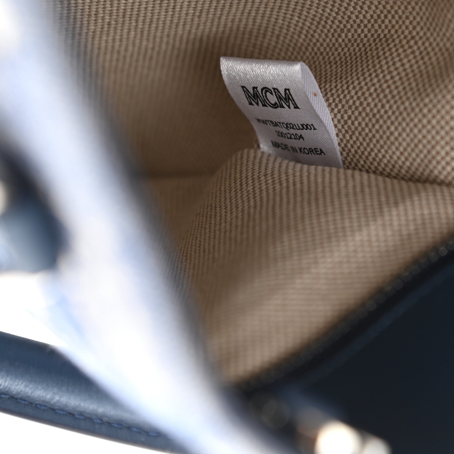 MCM Jacquard Monogram Small Tote Blue 7 of 8