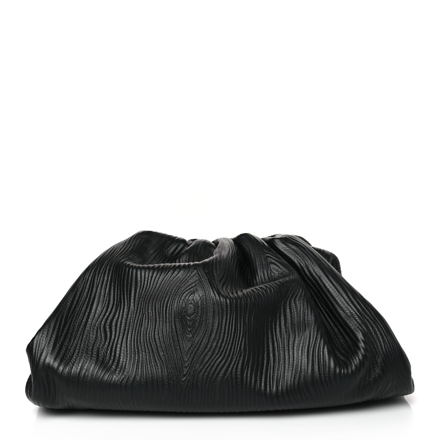 Bark Calfskin Embossed The Pouch Oversized Clutch Black