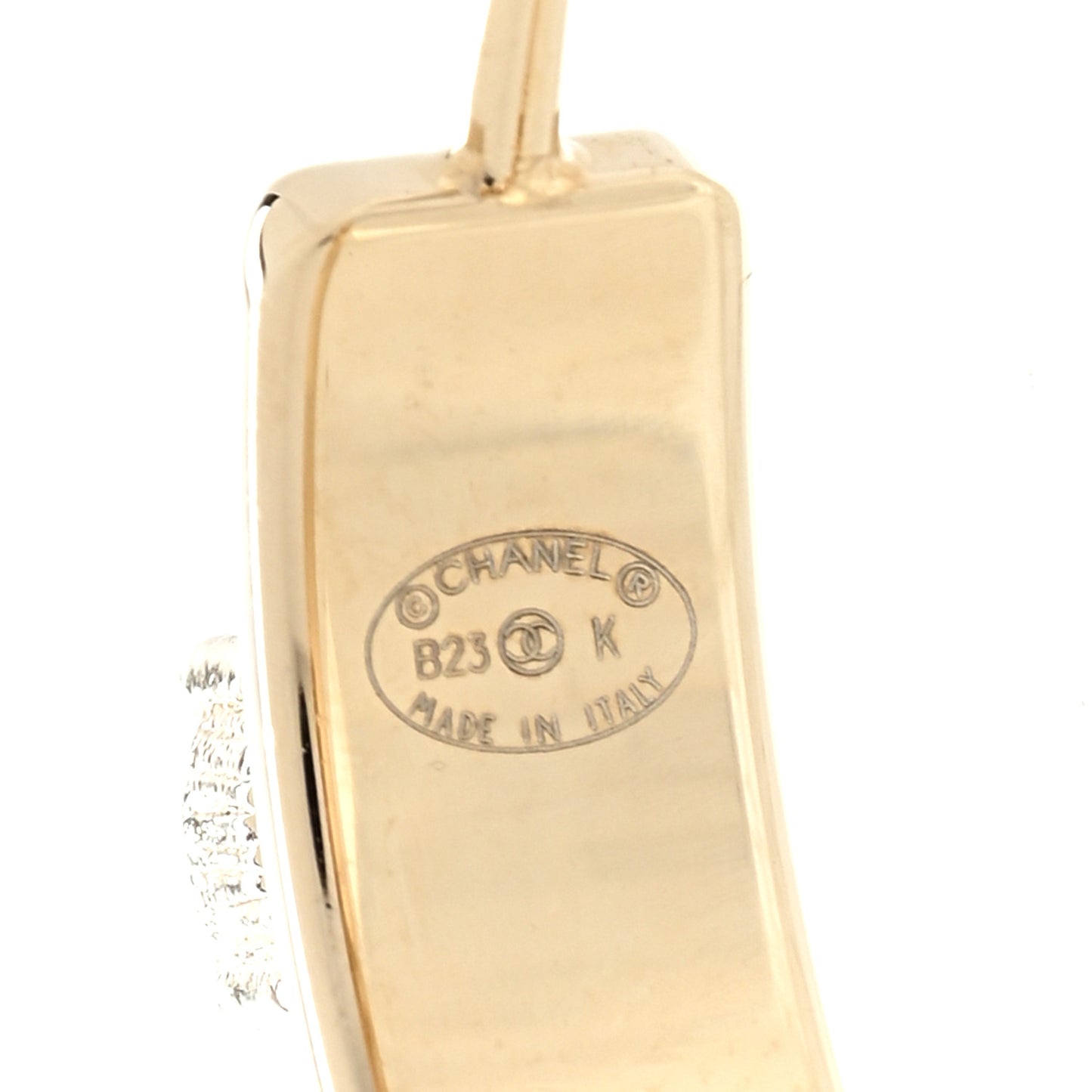 Crystal Pearl CC Hoop Earrings Gold Black